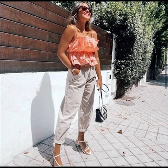 zara VOLUMINOUS RUFFLE TOP NWT M - Picture 7 of 9